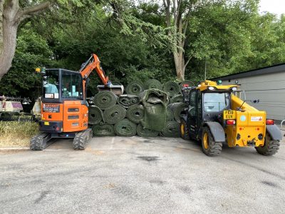 Old turf being removed